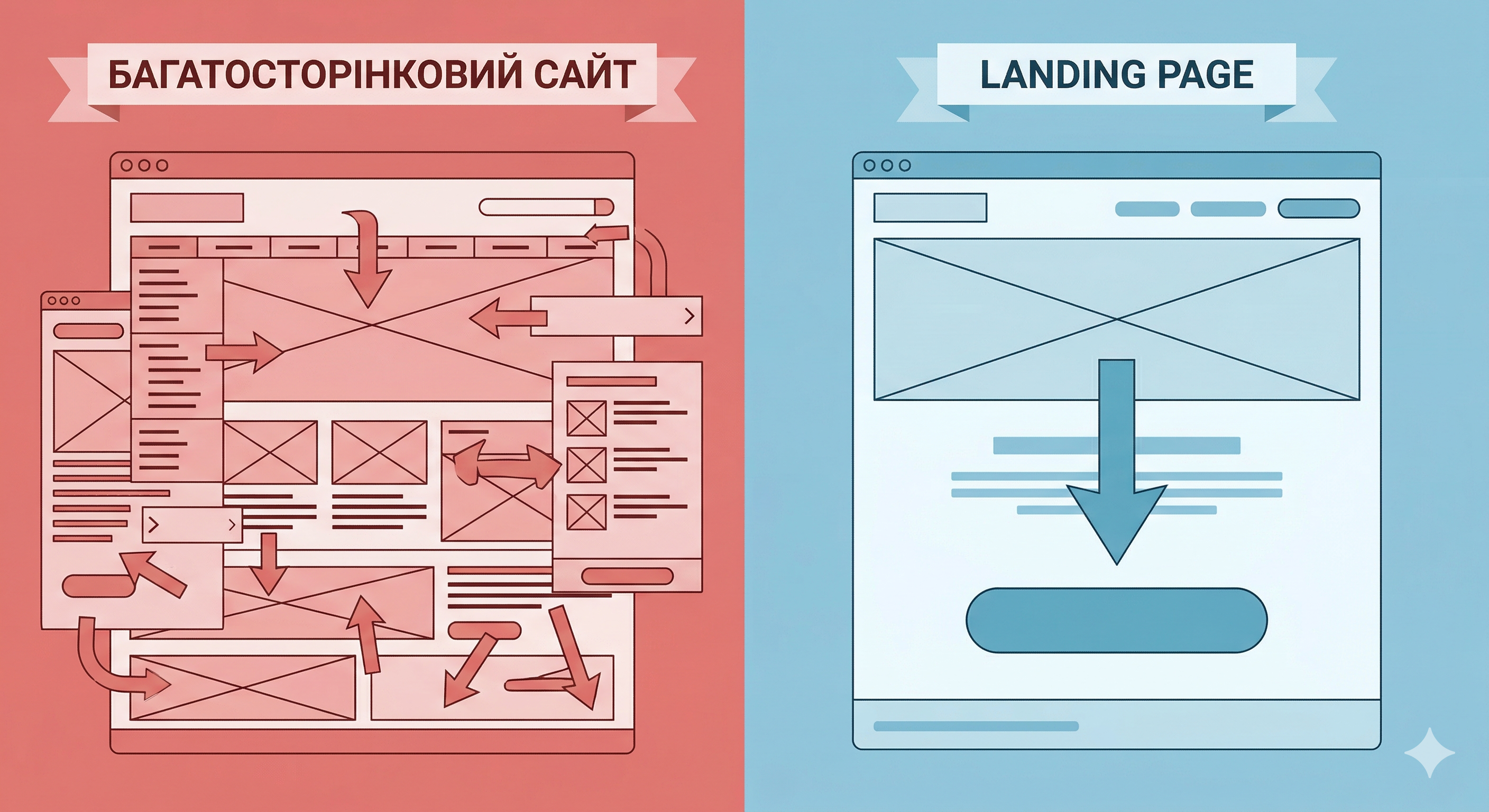 Корпоративний сайт vs Лендінг