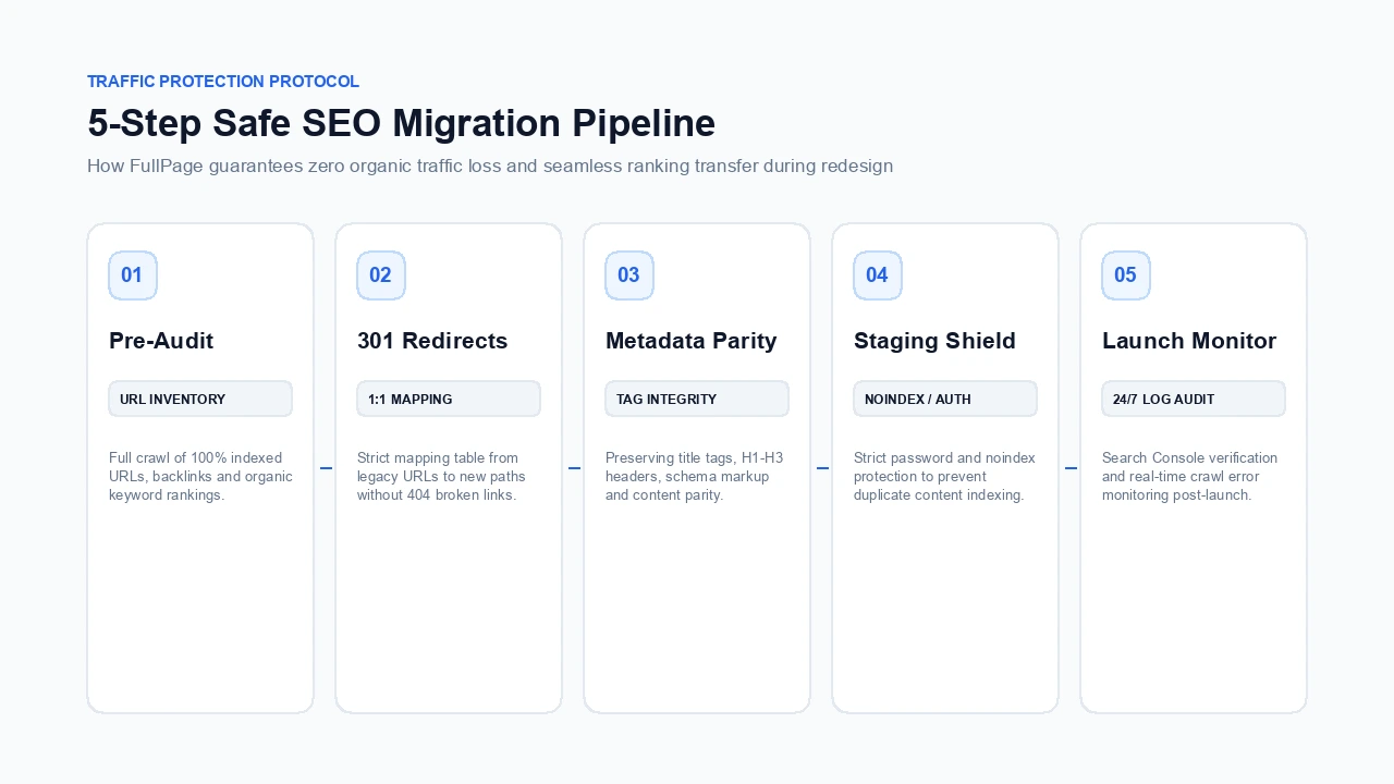 5 кроків безпечної SEO-міграції: збереження позицій, 301 редиректи та захист трафіку